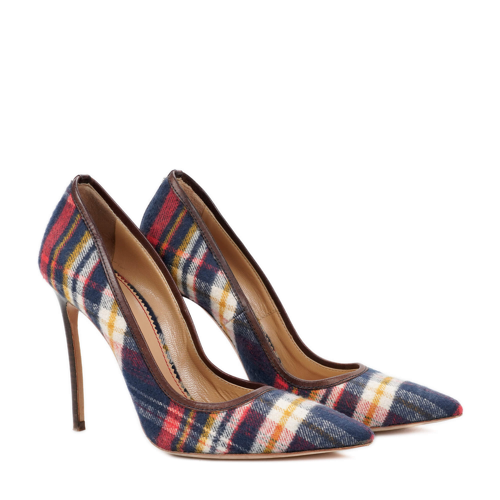 Dsquared2 - Navy Blue Plaid Felt Pumps